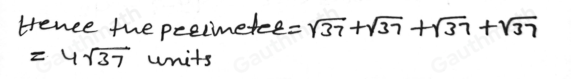 What is the perimeter of square ABCD? square root of 37 units 4 square root of 37 units 28 units 37 units