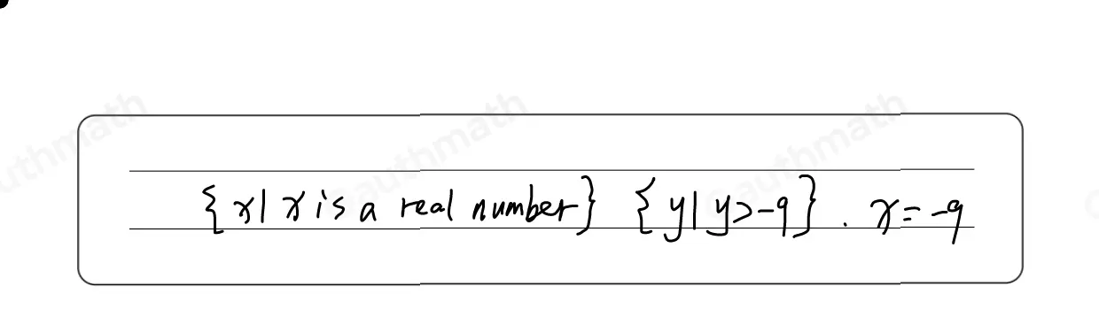 What are the domain, range, and asymptote of hx=0.5x-9 ？ domain: x|x>9 ; range: y|y is a real number; asymptote: y=9 domain: x|x>-9 ; range: y|y is a real number; asymptote: y=-9 domain: x|x is a real number; range: y|y>9 :; asymptote: y=9 domain: x|x is a real number; range: y|y>-9 ; asymptote: y=-9