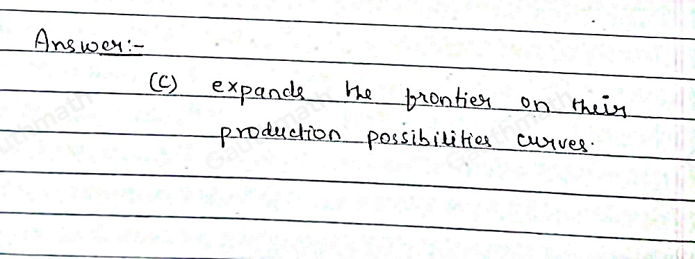 Businesses are usually interested in promoting growth because it: A. weakens productivity for competing businesses. B. creates additional marketing value without extra investment. C. expands the frontier on their production possibilities curves. D. reduces their need to pay a large staff of employees.